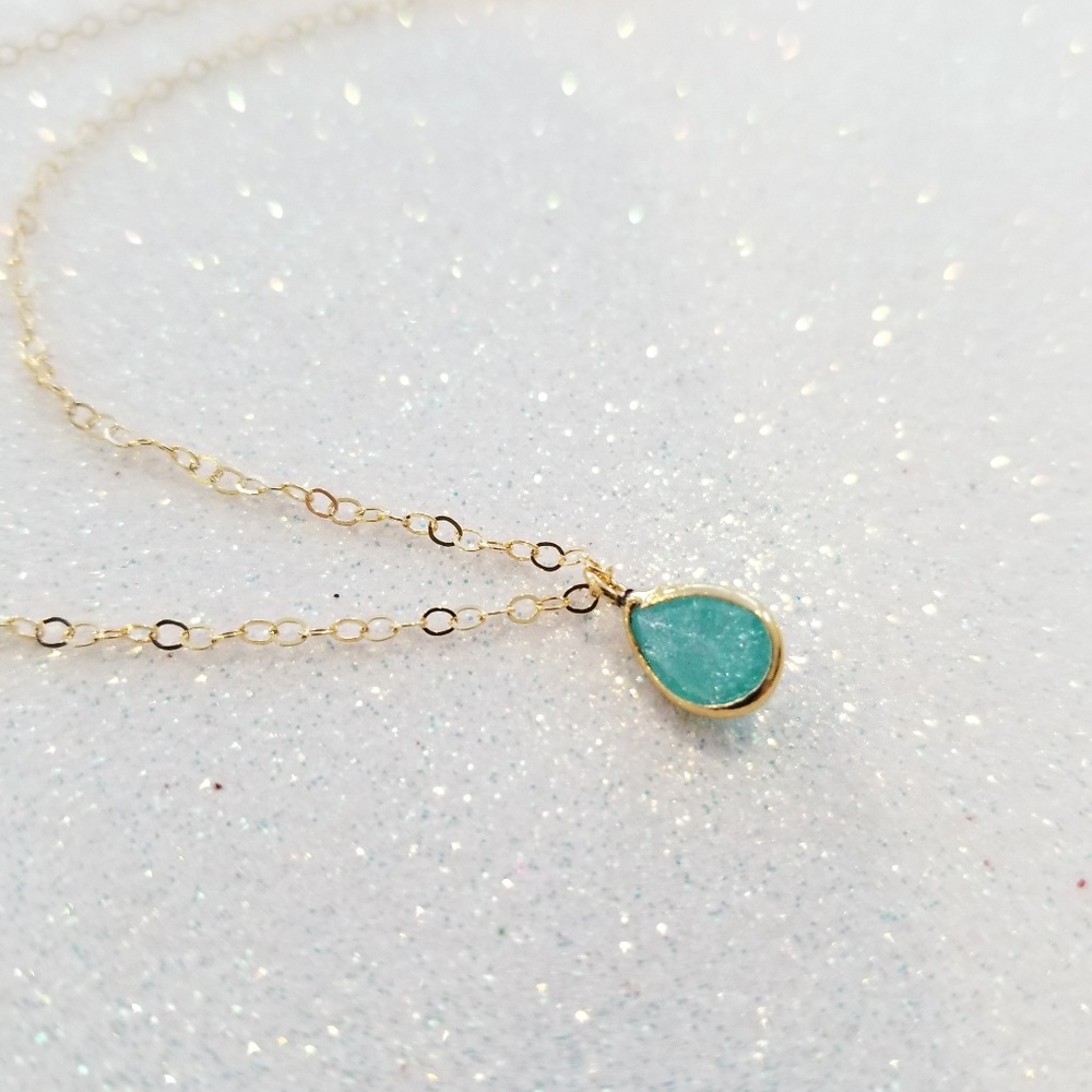 14k gold fill chain with cubic zirconia pendant - Picture 3 of 6